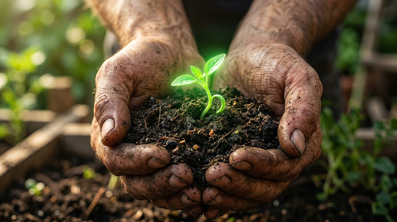 Green sprout representing PROTICKS organic bio-fertilizer from digestate
